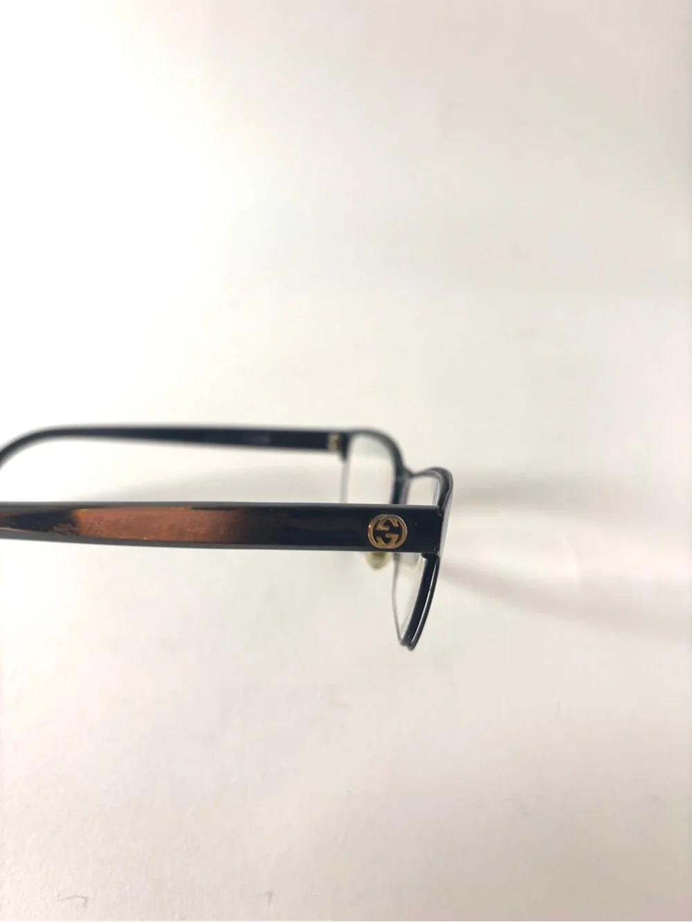 Gucci Black Rectangle Glasses with Gold Nose Bridge